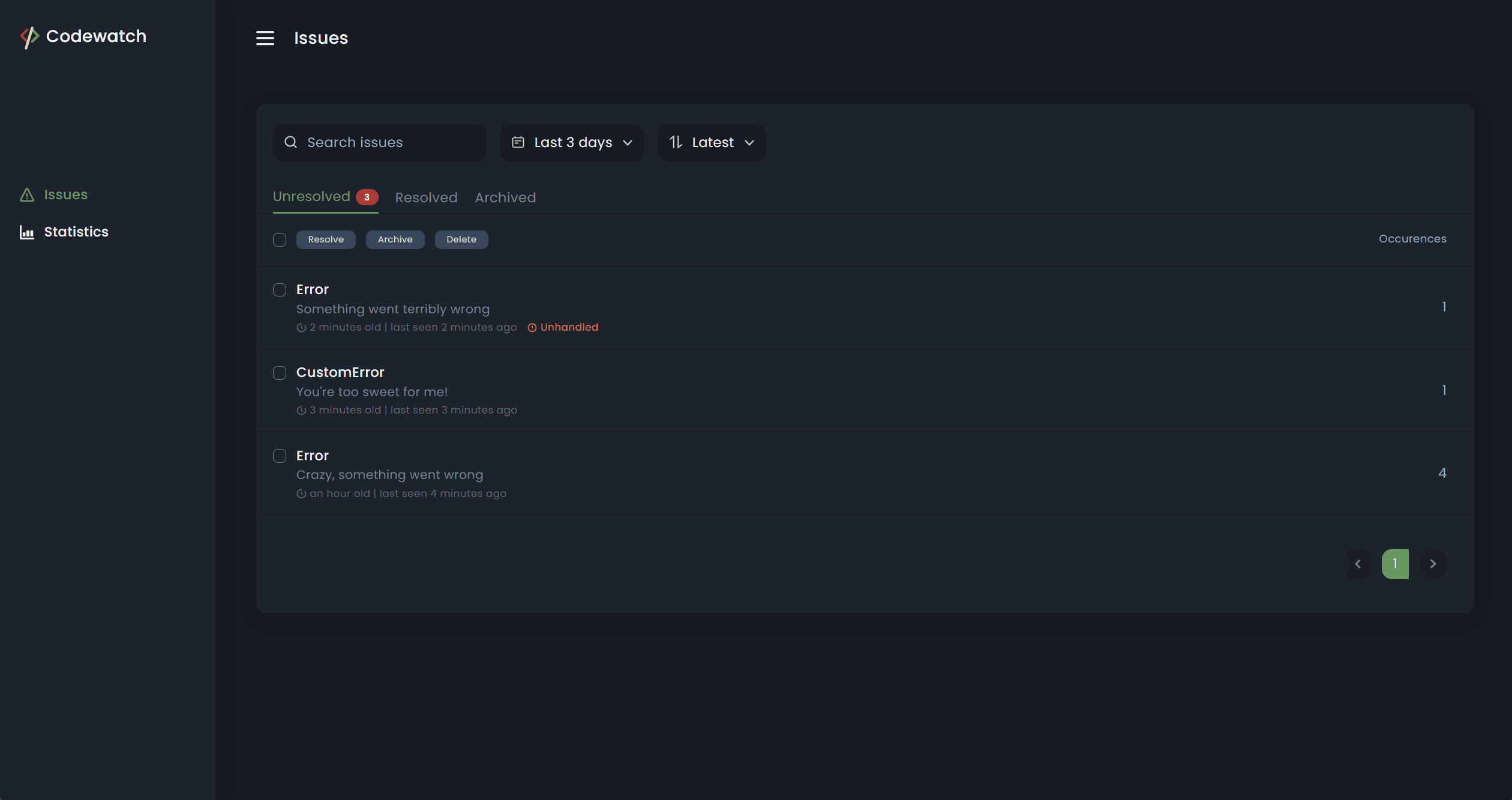 Codewatch screenshot